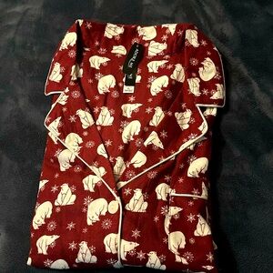 NWT | ADORE ME Women's Burgundy Pajama Top w Polar Bears XL